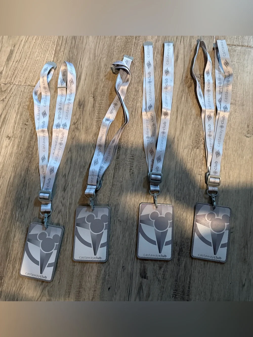 Castaway club Lanyards with Badge Holders - Silver & White
